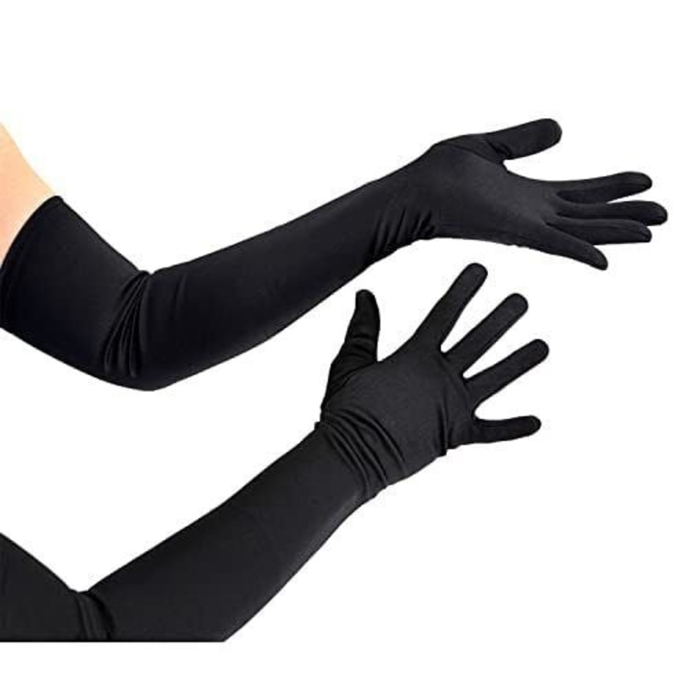 Long Satin Gloves 1920S Great Gatsby‎ Flapper Evening Opera Party black gloves
